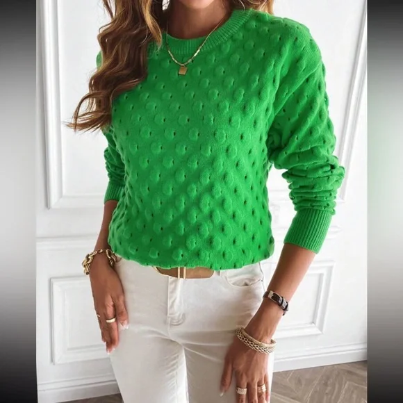 Luxe popcorn knit sweater top - Picture 2 of 16
